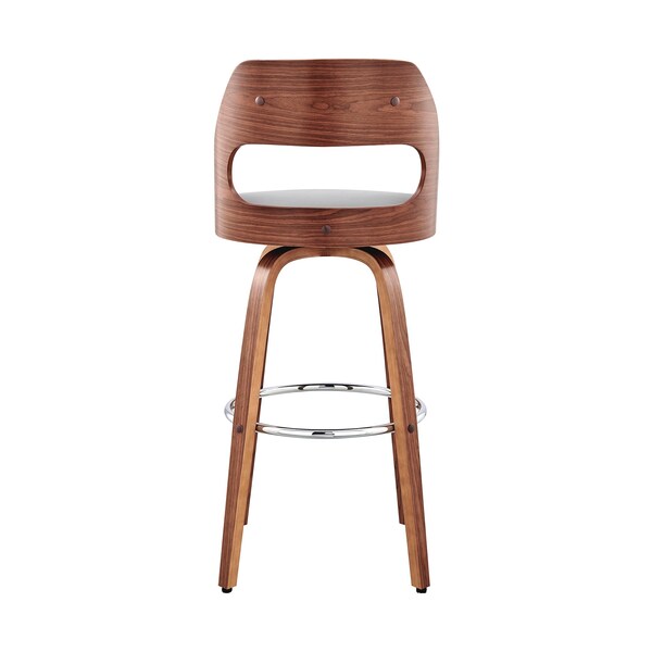 Armen Living Julius 30" Gray Faux Leather and Walnut Wood Bar Stool - LCJUBAWAGR30