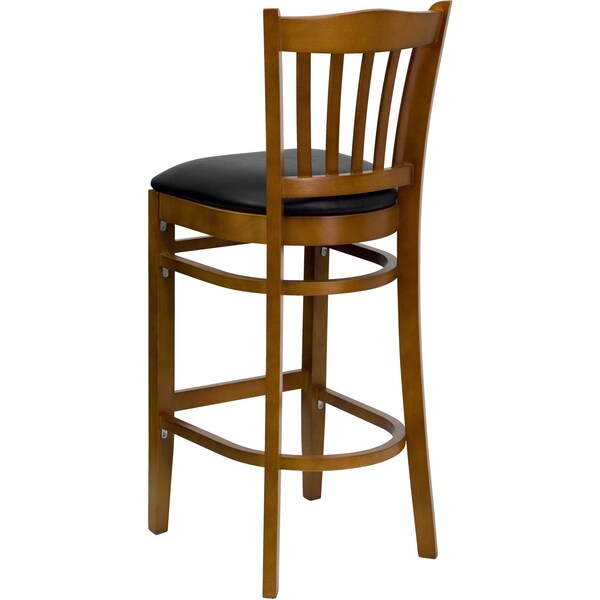 Flash Furniture Stool, Vert Slat Bck, Cherry Wd w/Blk Vny - XU-DGW0008BARVRT-CHY-BLKV-GG