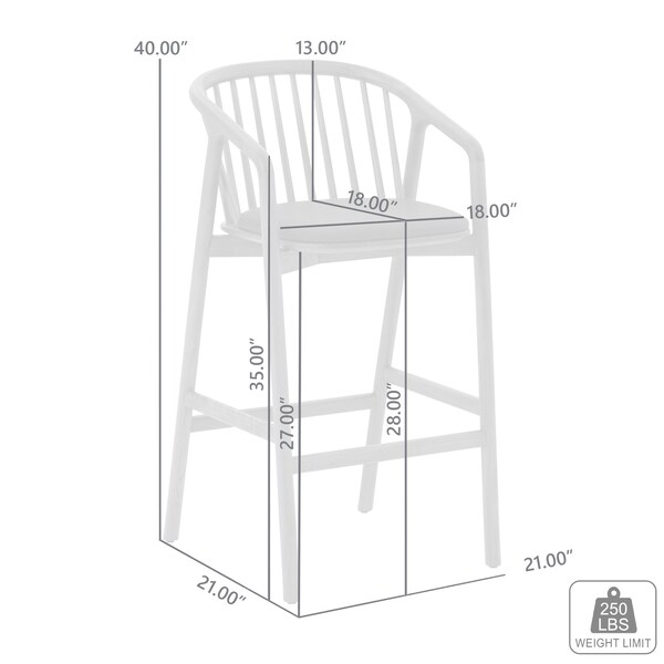 Armen Living Echo Walnut Wood and Black Faux Leather Bar Stool - LCECBAWABLK30