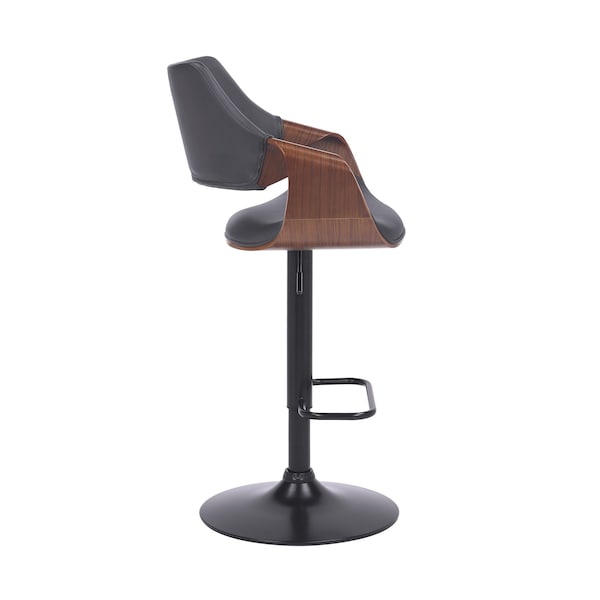 Armen Living Aspen Adjustable Swivel Gray Faux Leather and Walnut Wood Bar Stool with Black Base - LCASBAWABLGR