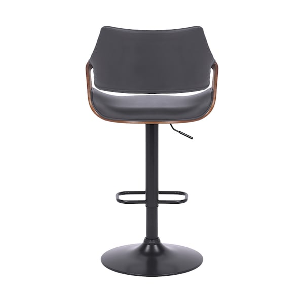 Armen Living Aspen Adjustable Swivel Gray Faux Leather and Walnut Wood Bar Stool with Black Base - LCASBAWABLGR