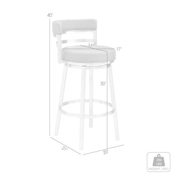 Armen Living Titana 30" Bar Height Swivel Gray Faux Leather and Brushed Stainless Steel Bar Stool - 840254335066