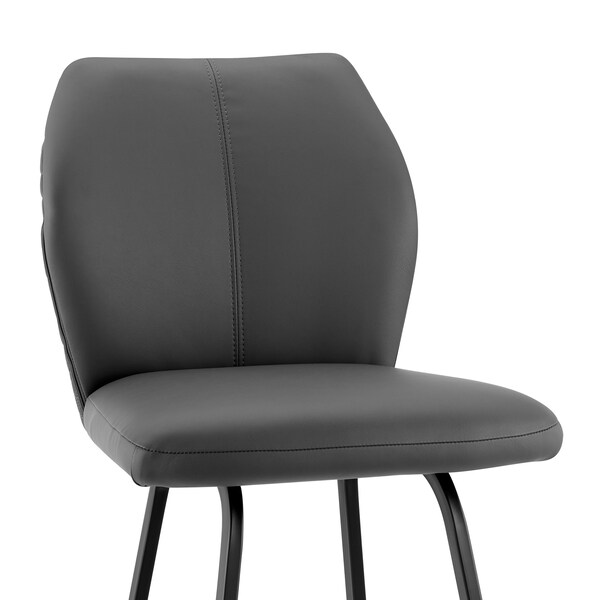 Armen Living Tandy Gray Faux Leather and Black Metal 30" Bar Stool - LCTNBABLGR30