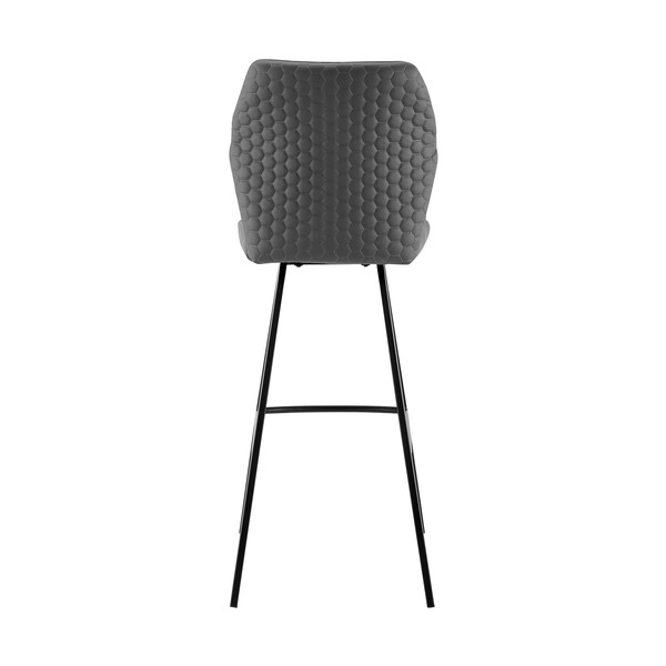 Armen Living Tandy Gray Faux Leather and Black Metal 30" Bar Stool - LCTNBABLGR30