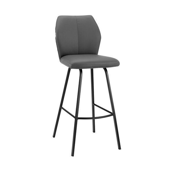 Armen Living Tandy Gray Faux Leather and Black Metal 30" Bar Stool - LCTNBABLGR30