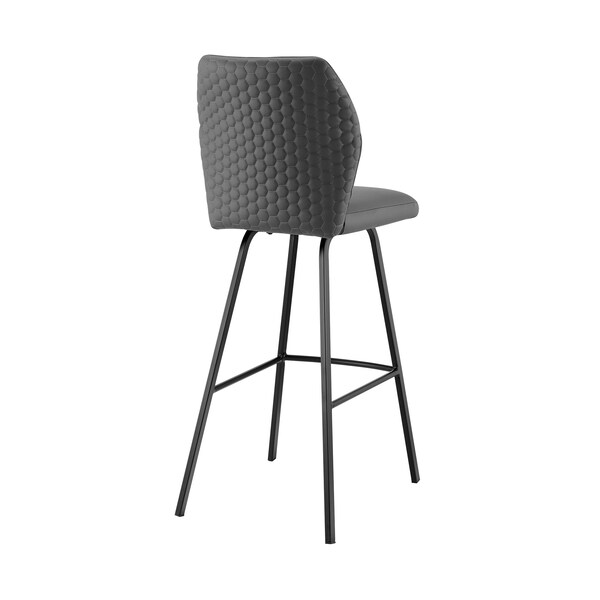 Armen Living Tandy Gray Faux Leather and Black Metal 30" Bar Stool - LCTNBABLGR30