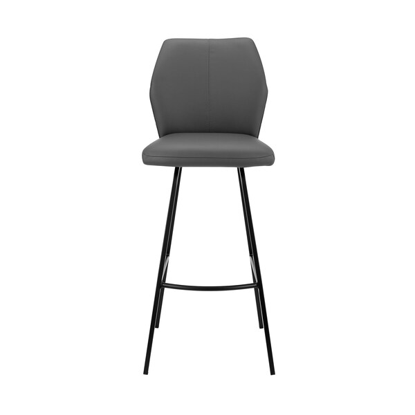 Armen Living Tandy Gray Faux Leather and Black Metal 30" Bar Stool - LCTNBABLGR30