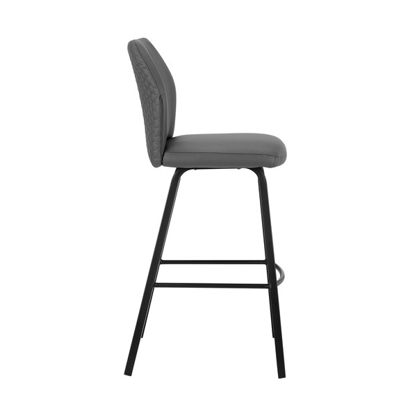 Armen Living Tandy Gray Faux Leather and Black Metal 30" Bar Stool - LCTNBABLGR30