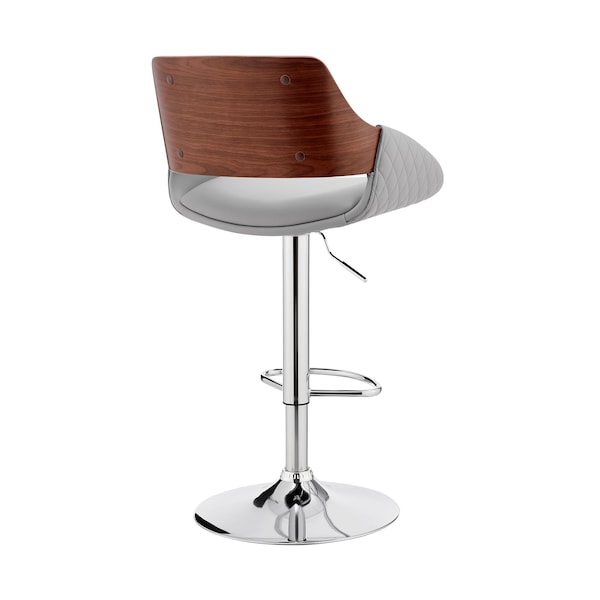 Armen Living Colby Adjustable Gray Faux Leather and Chrome Finish Bar Stool - LCCYBAWAGR