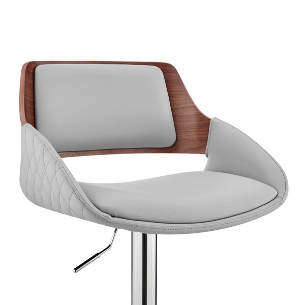 Armen Living Colby Adjustable Gray Faux Leather and Chrome Finish Bar Stool - LCCYBAWAGR