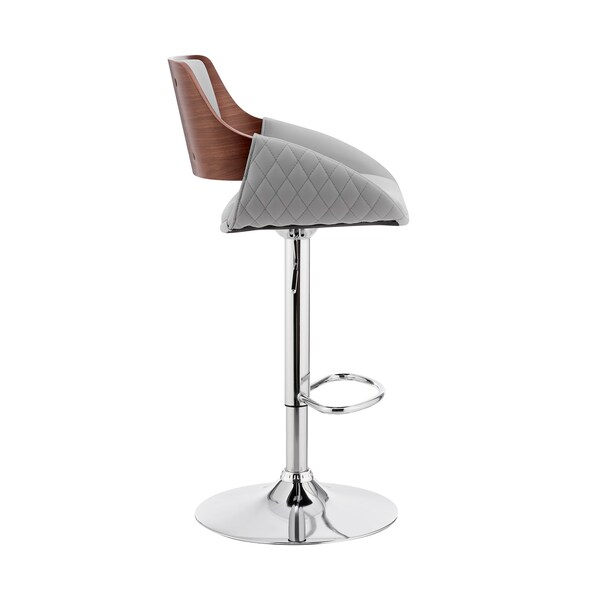 Armen Living Colby Adjustable Gray Faux Leather and Chrome Finish Bar Stool - LCCYBAWAGR
