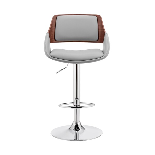 Armen Living Colby Adjustable Gray Faux Leather and Chrome Finish Bar Stool - LCCYBAWAGR