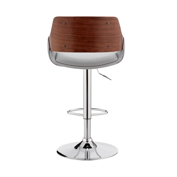 Armen Living Colby Adjustable Gray Faux Leather and Chrome Finish Bar Stool - LCCYBAWAGR