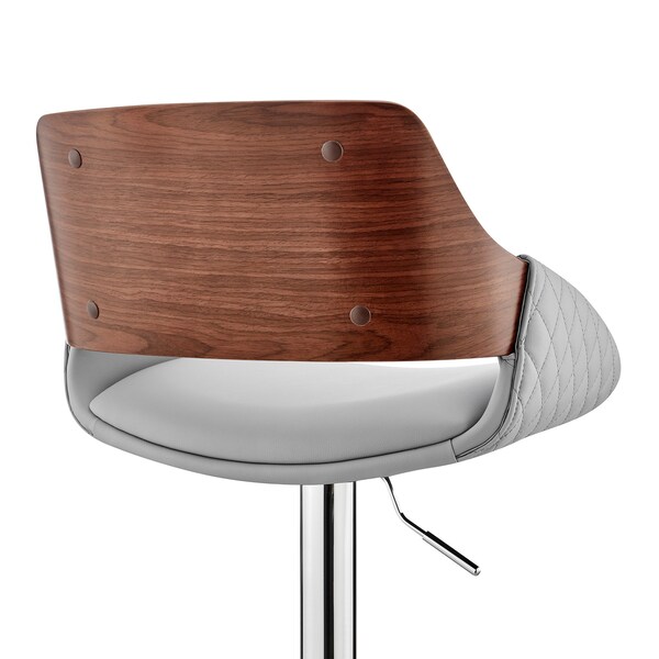 Armen Living Colby Adjustable Gray Faux Leather and Chrome Finish Bar Stool - LCCYBAWAGR
