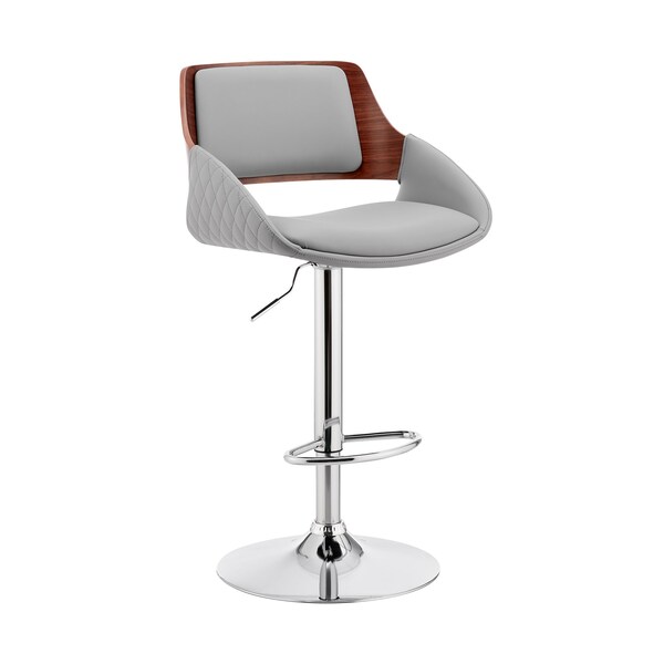 Armen Living Colby Adjustable Gray Faux Leather and Chrome Finish Bar Stool - LCCYBAWAGR
