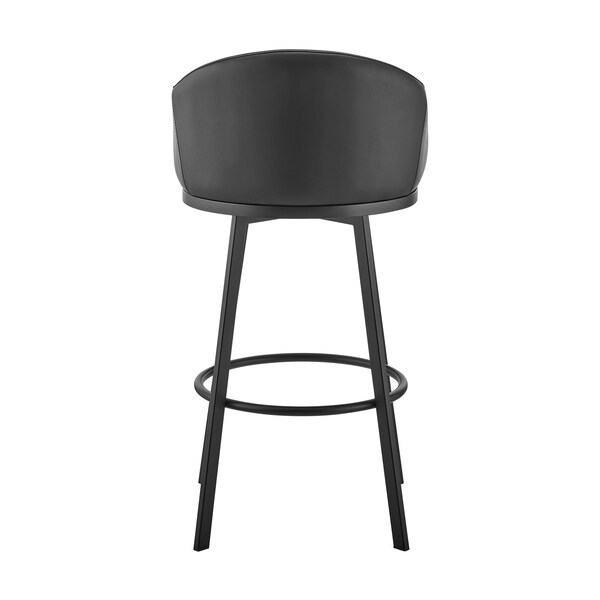 Armen Living Noran Swivel Bar Stool in Black Metal with Black Faux Leather - 840254335721