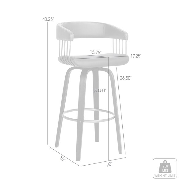 Armen Living Topanga 30.5" Swivel Black Wood Bar Stool in Gray Faux Leather with Golden Bronze Metal - LCTOBABLKGRY30