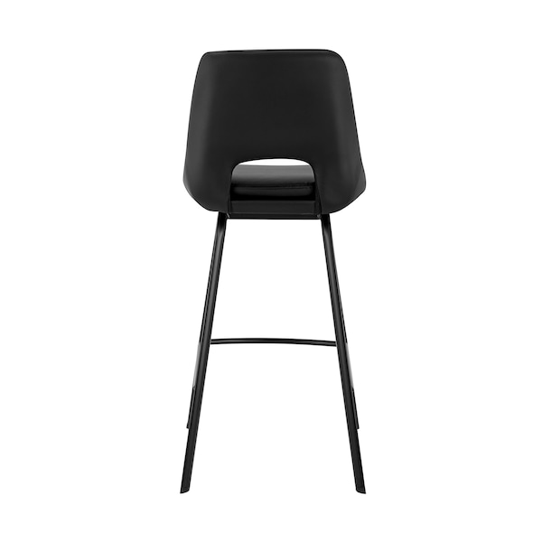 Armen Living Carise Black Faux Leather and Black Metal Swivel 30" Bar Stool - LCCABABLBL30