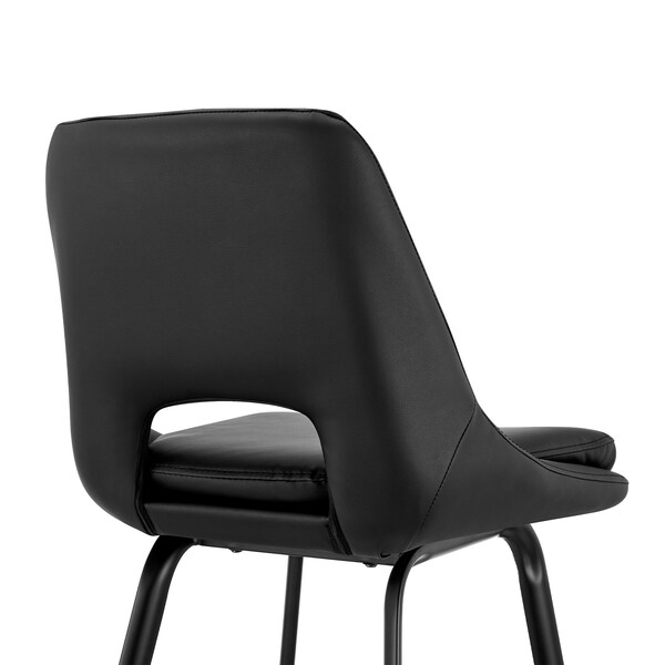 Armen Living Carise Black Faux Leather and Black Metal Swivel 30" Bar Stool - LCCABABLBL30