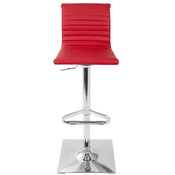 Lumisource Masters Adjustable Swivel Barstool in Red Faux Leather - BS-MASTER R