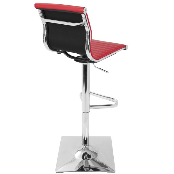 Lumisource Masters Adjustable Swivel Barstool in Red Faux Leather - BS-MASTER R
