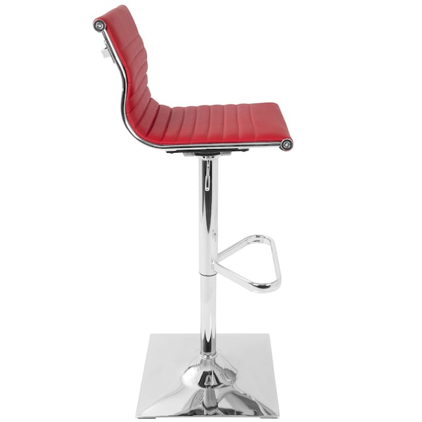 Lumisource Masters Adjustable Swivel Barstool in Red Faux Leather - BS-MASTER R