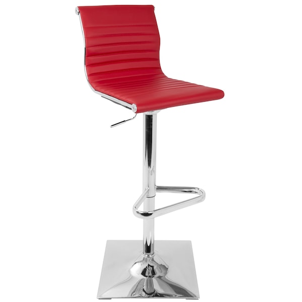 Lumisource Masters Adjustable Swivel Barstool in Red Faux Leather - BS-MASTER R