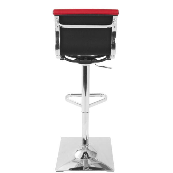 Lumisource Masters Adjustable Swivel Barstool in Red Faux Leather - BS-MASTER R