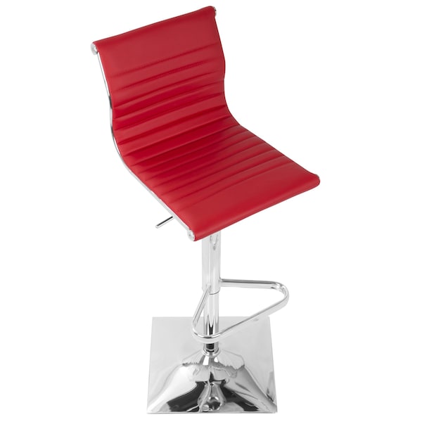 Lumisource Masters Adjustable Swivel Barstool in Red Faux Leather - BS-MASTER R