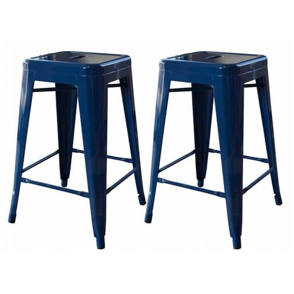 Perfectpitch Loft Blue 24 in. Metal Bar Stool - 2 Piece - PE2527519