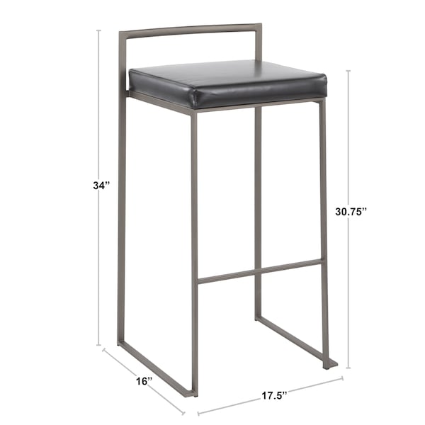 Lumisource Fuji Barstool in Gold with White Faux Leather, PK 2 - BS-FUJI AU+W2