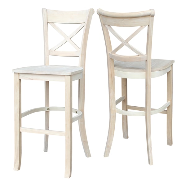 International Concepts Charlotte Bar Height Stool, 30" Seat Height, Unfinished - S-313