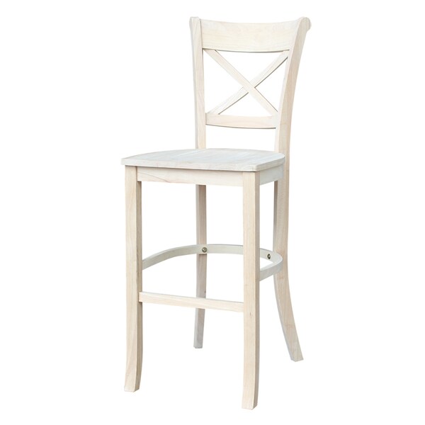International Concepts Charlotte Bar Height Stool, 30" Seat Height, Unfinished - S-313