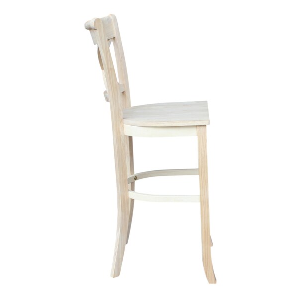 International Concepts Charlotte Bar Height Stool, 30" Seat Height, Unfinished - S-313