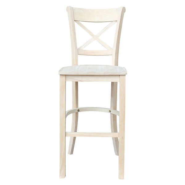 International Concepts Charlotte Bar Height Stool, 30" Seat Height, Unfinished - S-313