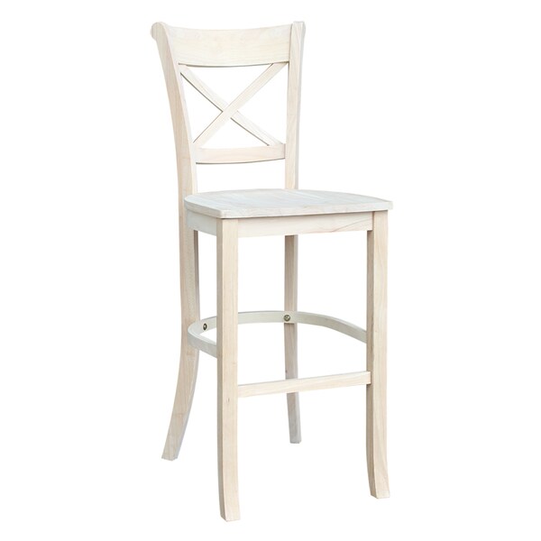 International Concepts Charlotte Bar Height Stool, 30" Seat Height, Unfinished - S-313