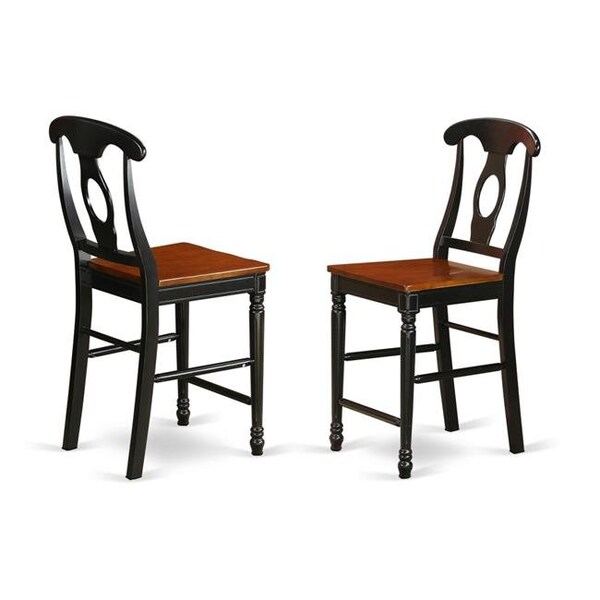 East West Furniture East West Furniture KES-BLK-W Kenley Counter Height Stools with Wood Seat in Black & Cherry Finish - Set of 2 - KES-BLK-W