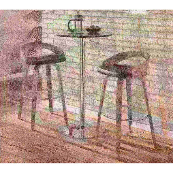 Lumisource Grotto Barstool with Light Grey Wood and Black Faux Leather, PK 2 - B30-GROTTOR LGYBK2