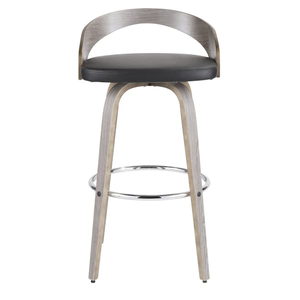 Lumisource Grotto Barstool with Light Grey Wood and Black Faux Leather, PK 2 - B30-GROTTOR LGYBK2