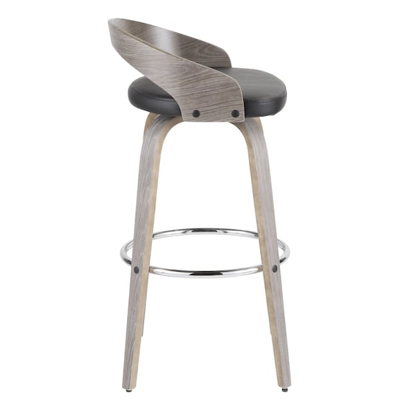 Lumisource Grotto Barstool with Light Grey Wood and Black Faux Leather, PK 2 - B30-GROTTOR LGYBK2