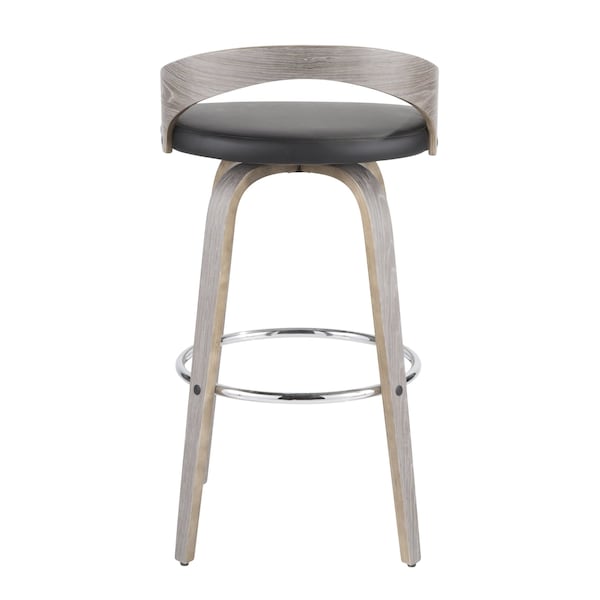 Lumisource Grotto Barstool with Light Grey Wood and Black Faux Leather, PK 2 - B30-GROTTOR LGYBK2
