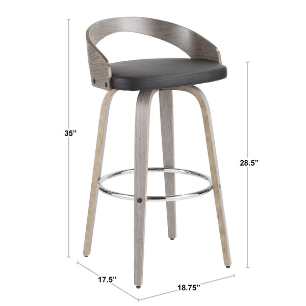 Lumisource Grotto Barstool in Walnut and Cream Faux Leather, PK 2 - B30-GROTTOR WLCR2