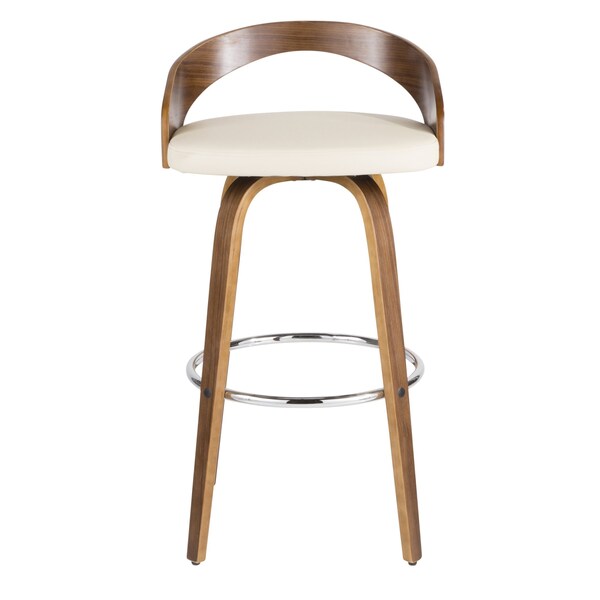 Lumisource Grotto Barstool in Walnut and Cream Faux Leather, PK 2 - B30-GROTTOR WLCR2