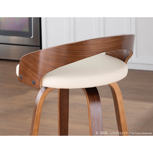 Lumisource Grotto Barstool in Walnut and Cream Faux Leather, PK 2 - B30-GROTTOR WLCR2