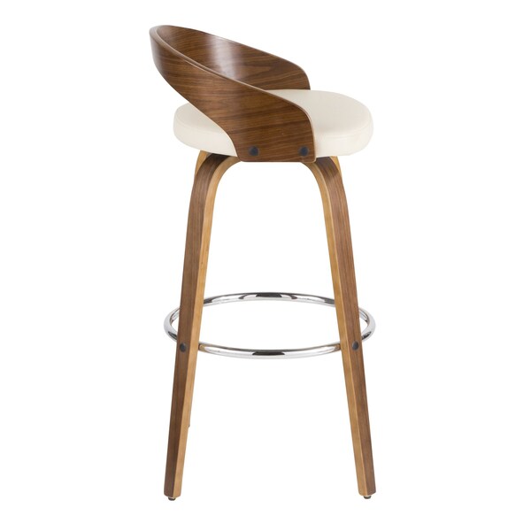 Lumisource Grotto Barstool in Walnut and Cream Faux Leather, PK 2 - B30-GROTTOR WLCR2