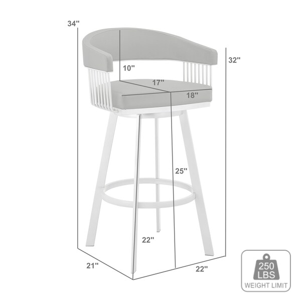 Armen Living Chelsea 25" Swivel Counter Stool with Silver Metal Finish and Slate Gray Faux Leather - LCCSBASLGR26