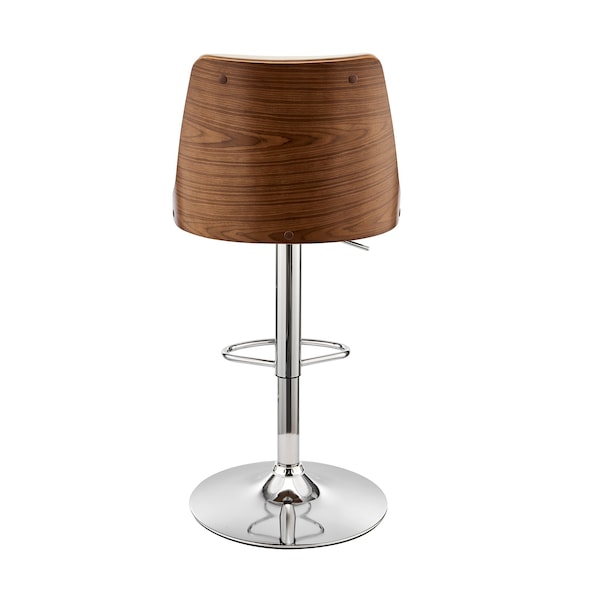 Armen Living Jacob Adjustable and Swivel Cream Faux Leather and Walnut Wood Bar Stool with Chrome Base - LCJBBAWACR