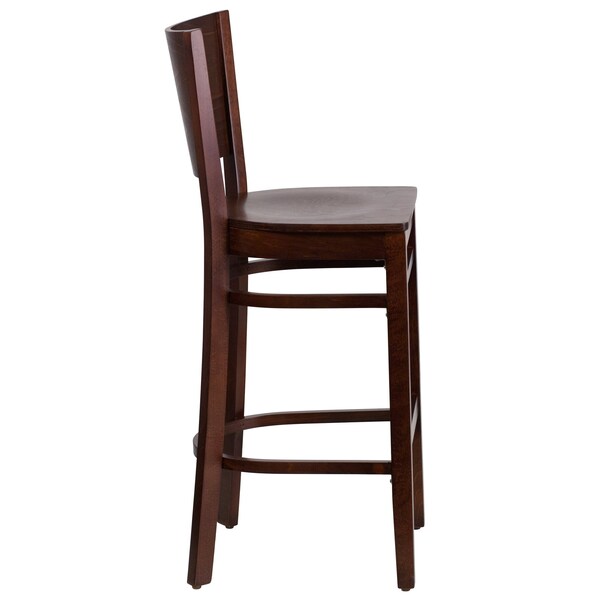 Flash Furniture Wood Barstool, Walnut, Solid Back - XU-DG-W0094BAR-WAL-WAL-GG