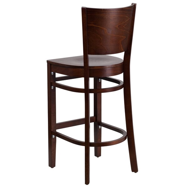 Flash Furniture Wood Barstool, Walnut, Solid Back - XU-DG-W0094BAR-WAL-WAL-GG