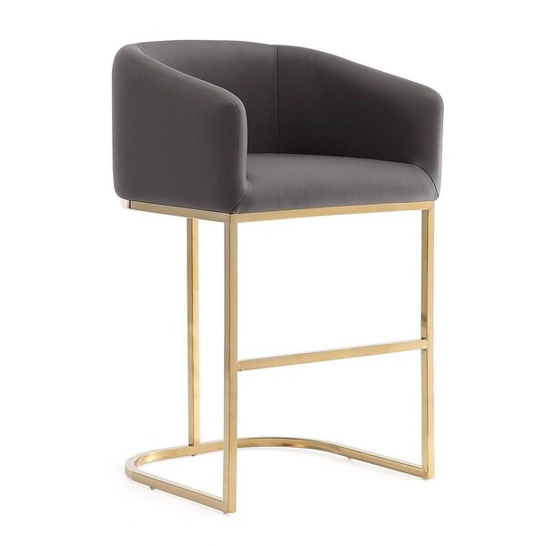 Celebracion Louvre Grey & Black Stainless Steel Barstool 40 x 21 x 20 in. - CE3073850